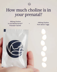 Prenatal Vitamin Daily Packs with 950mg Choline, Methylfolate & DHA, Iron-Free, 30 Sachets, Mothersense