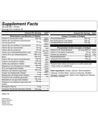 Mothersense Prenatal+ supplement facts photo for fertility, pregnancy, and postpartum support